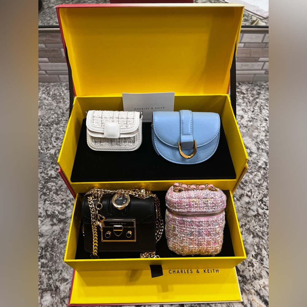 Charles & Keith Micro Bags set “Season of Wonder”  - White, Blue, Black, Pink